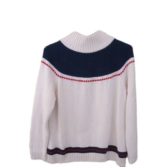 VTG MCM Talbots Red Floral Embroidered Zip Front Cardigan 100% Cotton size LP - Picture 2 of 5